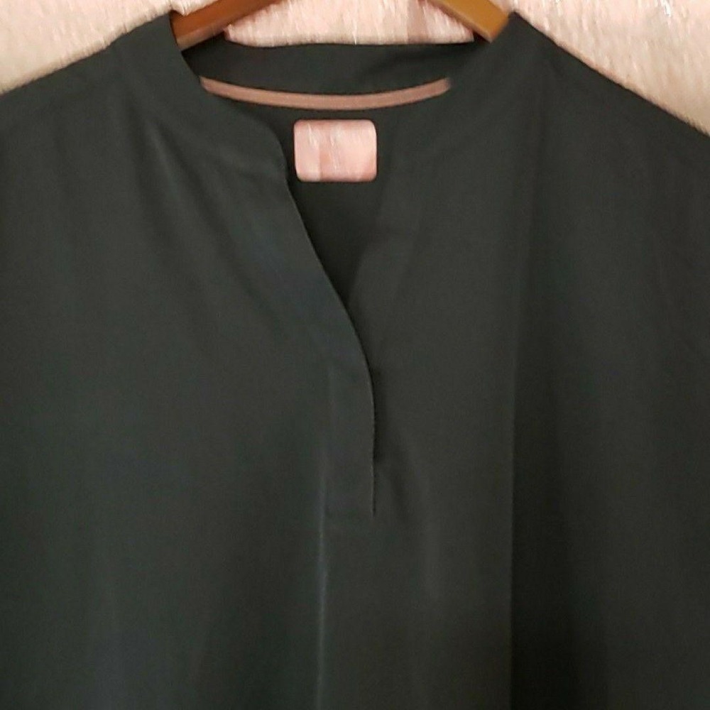 Ava Therese Blouse Womens Plus XL Green Round Neck Short Dolman Sleeve Solid Top
